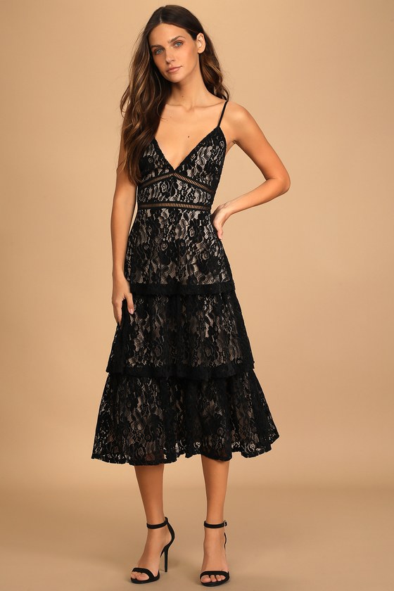 Black Lace Dress - Velvet Lace Dress ...
